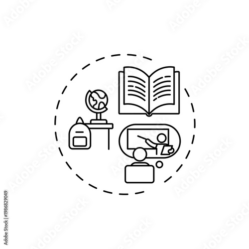 Adapting school curriculum concept icon. Online teaching tips. Dynamic process that modifies guides of studies idea thin line illustration. Vector isolated outline RGB color drawing