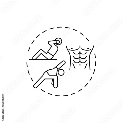 Upper-body workout concept icon. Physical training idea thin line illustration. Boosting muscle strength. Burning calories. Building stronger bones. Vector isolated outline RGB color drawing