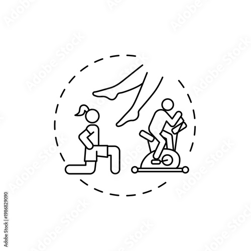 Lower-body workout concept icon. Physical training idea thin line illustration. Engaging major body muscles. Injury prevention. Managing chronic conditions. Vector isolated outline RGB color drawing