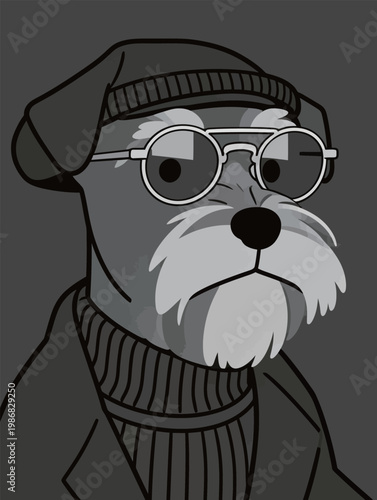 Stylish Schnauzer Dog with Fashion Accessories