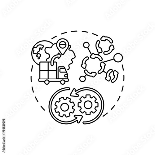 Suppliers concept icon. Co-creation participant idea thin line illustration. Production capabilities. Providing resources for products. Manufacturer. Vector isolated outline RGB color drawing