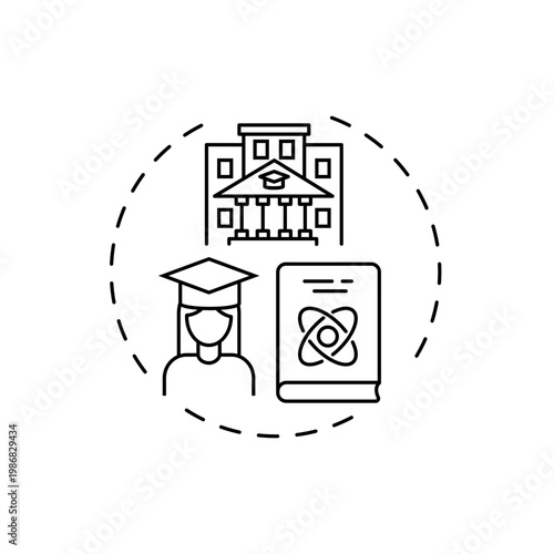 Institutional repository concept icon. Online library search options idea thin line illustration. New technology. Constant access to scientific materials. Vector isolated outline RGB color drawing