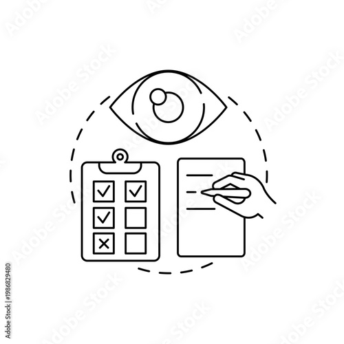 Descriptive research dark navy gradient concept icon. Method of scientific idea thin line illustration. Process for analyzing and presenting data. Vector isolated outline RGB color drawing