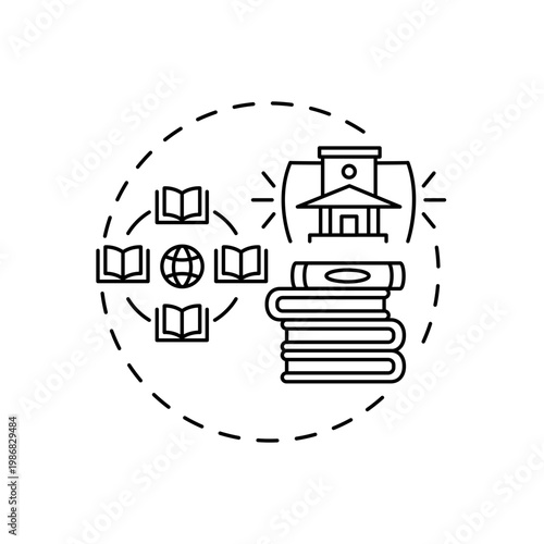 Huge collection concept icon. Online library benefits idea thin line illustration. Free information access. New technology. Friendly interface. Vector isolated outline RGB color drawing