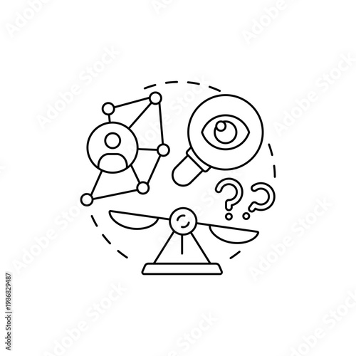 Exploratory research concept icon. Method of collecting information idea thin line illustration. Interpretive research. Process of investigating. Vector isolated outline RGB color drawing