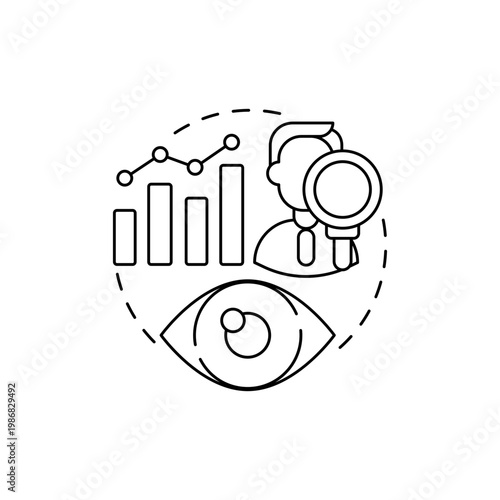 Observation navy gradient concept icon. Hypotheses and theories idea thin line illustration. Qualitative and quantitative methods. Experimentation. Vector isolated outline RGB color drawing