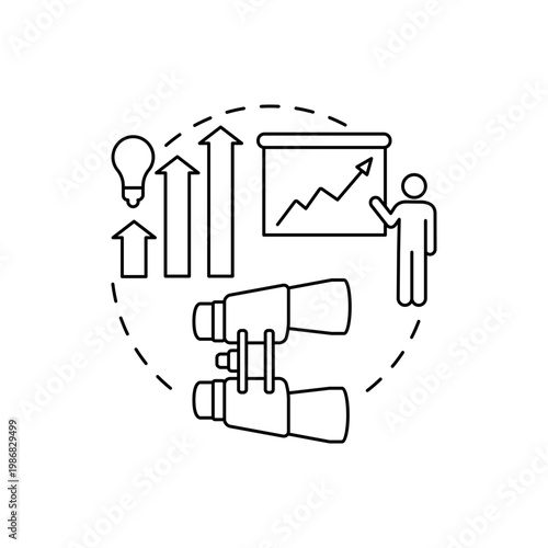 Predictions concept icon. Quantify probability idea thin line illustration. Event happening in future. Prediction studies. Process of forecasting. Vector isolated outline RGB color drawing