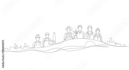 Group of people standing on hill.