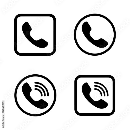 Telephone Handset Icon Set for Communication Apps.