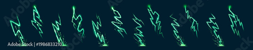 Cartoon bolt effect with lightning energy vector design. Thunderbolt light for dynamic manga background with comic lines and power icons. Electric strike flash and thunderstorm spark, shock elements.