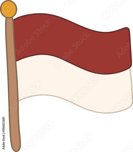 Indonesian Red White Flag Flat Illustration