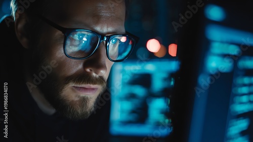 cybersecurity expert analyzing network security alerts