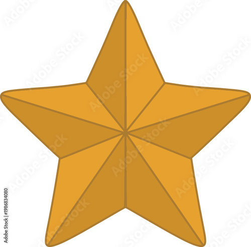 Golden Star Icon Simple Flat Illustration