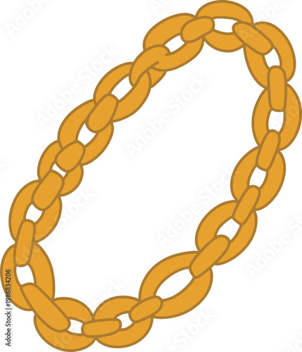 Gold Chain Jewelry Luxury Flat Illustration