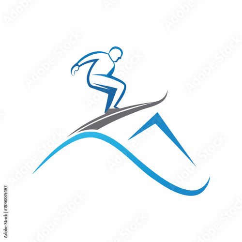 Dynamic skier descending a snowy mountain slope