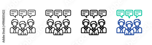 Team Communication Icon Collection Different Style Outline