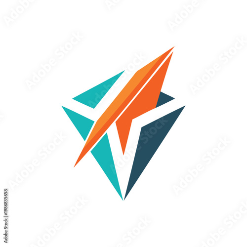 Dynamic geometric design composed of intersecting angular shapes in vibrant colors