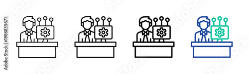 Digital Workplace Icon Collection Different Style Outline