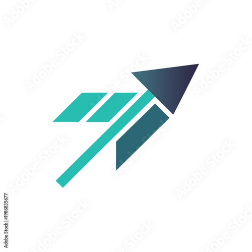Dynamic upward arrow symbol with intersecting diagonal lines in gradient colors