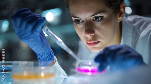 medical researcher analyzing laboratory sample