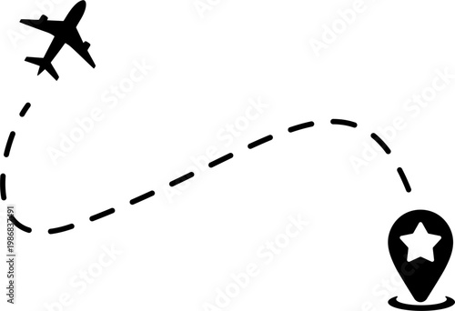 Airplane flies to destination location