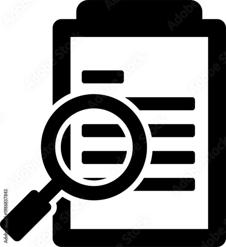Magnifying glass examines document
