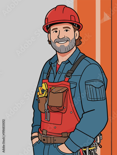 Happy Male Construction Worker in Safety Gear