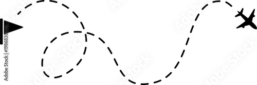 Airplane flies over map route