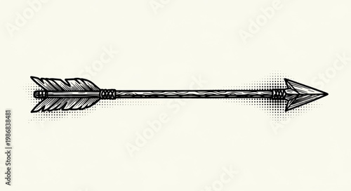 Vintage Hand Drawn Arrow Illustration With Feather.
