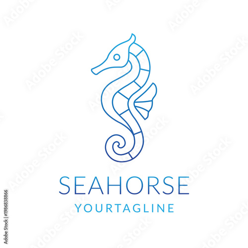 Seahorse mono line style premium logo design
