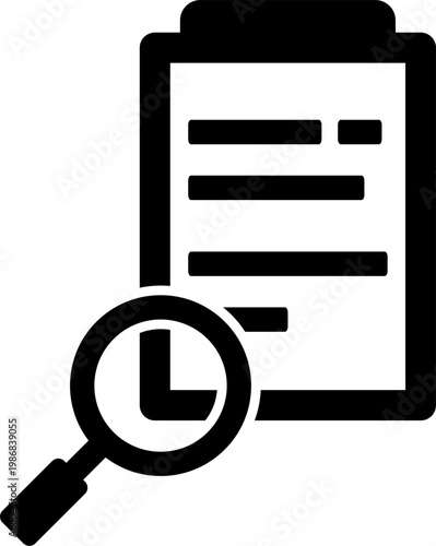 Magnifying glass examines document