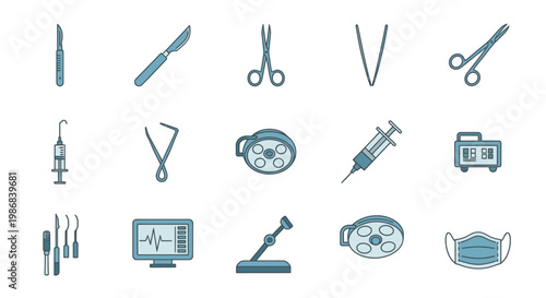 Medical Instruments and Equipment Icons.