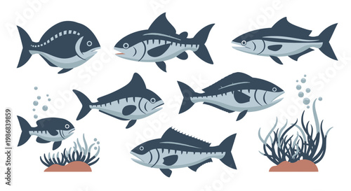 School of Tuna Fish Swimming Together 2.