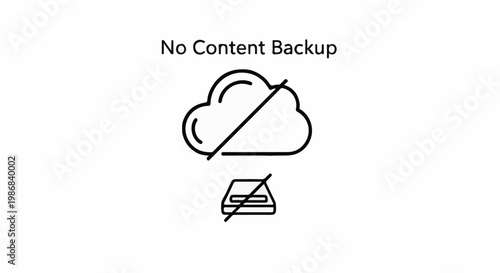 Icon symbolizing no data backup or cloud storage failure