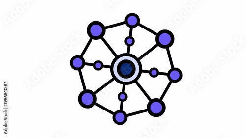 Blue network design with a central point, perfect for technology website backgrounds, data visualization, digital presentations or network concept illustrations.