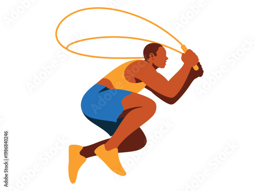 A man jumping rope in a dynamic and energetic motion, showcasing his athleticism and fitness