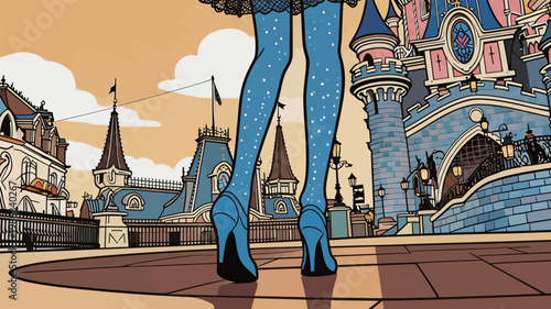 Stylized High Heels in Front of Fairy-Tale Castle
