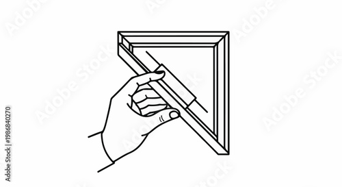 Hand holding a framing square, emphasizing geometric precision and craftsmanship