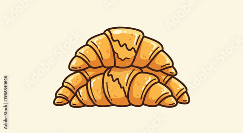 Golden crescent pastries piled together