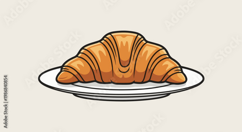 Golden, flaky pastry croissant on a simple white plate