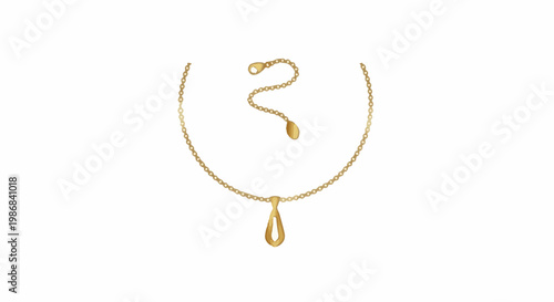 Gleaming gold chain necklace with a teardrop pendant and adjustable clasp