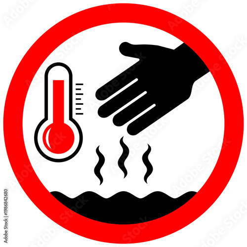 Hot water warning sign, be careful, don't touch