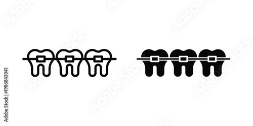 Teeth with braces icon design Illustration set for Projects