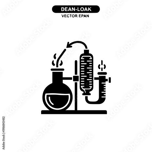 A laboratory apparatus with a flask and condenser