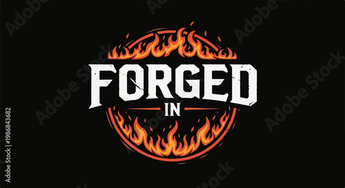 Fierce flames encircle bold white text against a dark background