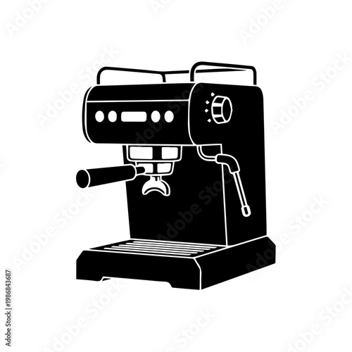 A black espresso machine with a single handle
