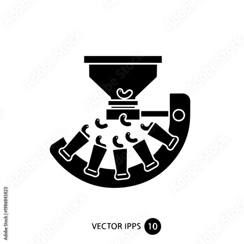 A black and white drawing of a coffee grinder