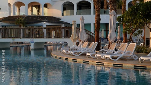 Wallpaper Mural Sun loungers are located by the pool in the hotel
 Torontodigital.ca