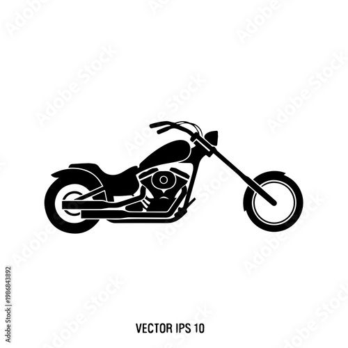 A black motorcycle with a long front fork