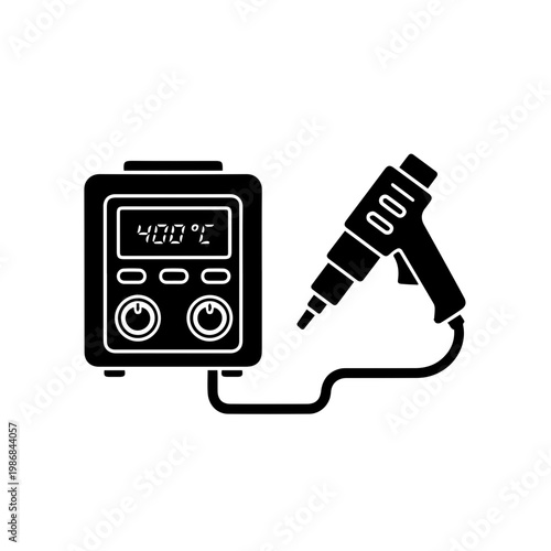 A soldering station with a digital temperature display